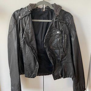 Free People Faux Leather Jacket with Hood